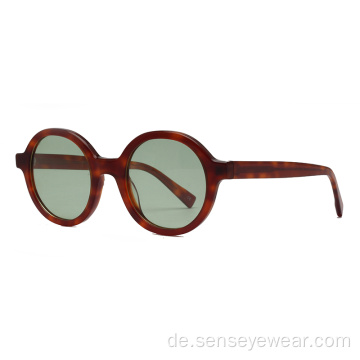 Benutzerdefinierte Logo Unisex UV400 runde polarisierte Acetat -Sonnenbrille